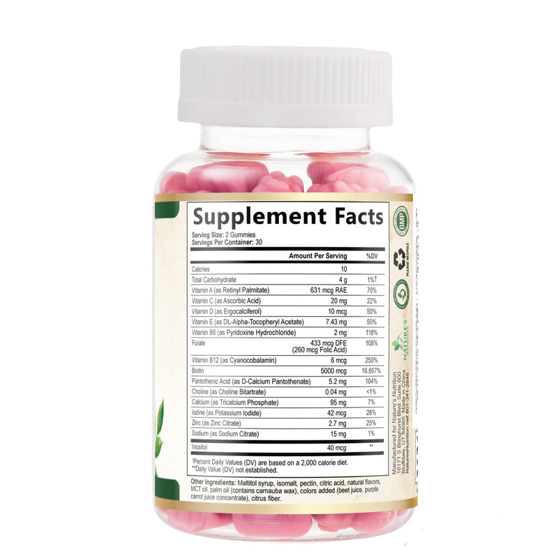 Hair Vitamins Gummies with Biotin 5000 mcg Per Serving - Extra Strength Hair Growth Support Vitamin E & C - Stronger Radiant Hair, Skin & Nails Supplement - Hair Growth Support Gummy - 60 Gummies 60 Count (Pack of 1)