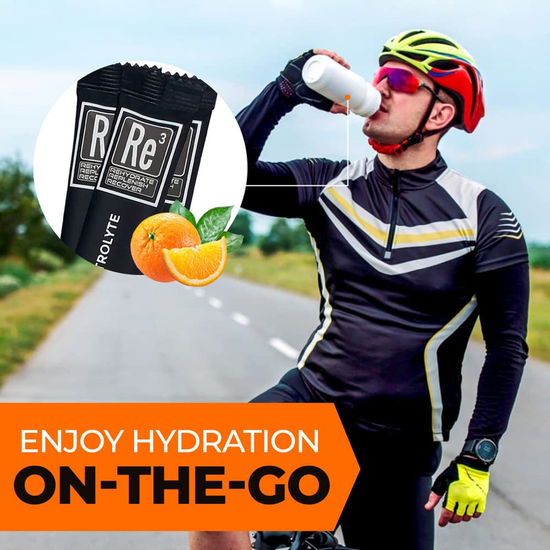 Re3 - Rehydrate - Replenish - Recover Electrolyte Powder Packets. No Sugar, 7 Cal, 1.4 Carbs. The Best Mix of Vitamins and Minerals (Orange) Orange