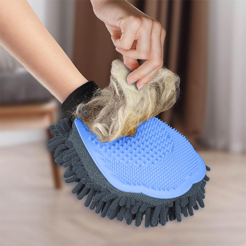 Gogotool 2-in-1 grooming glove - gentle petting, thorough brushing & quick drying for dogs and cats - 2 pieces - BeesActive Australia