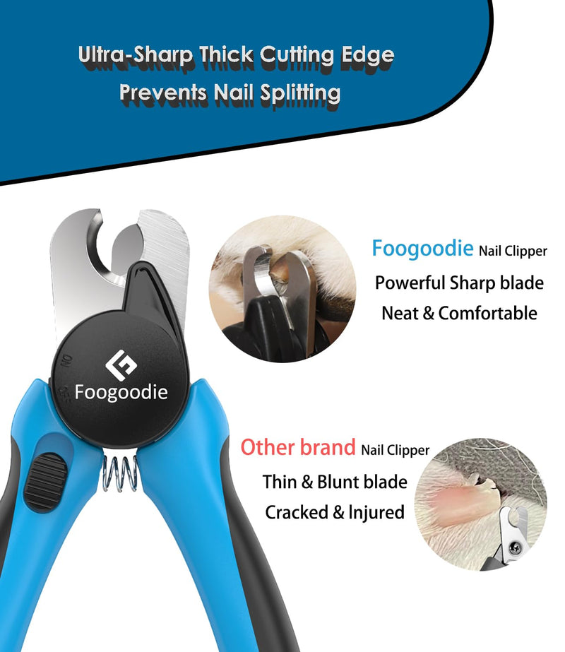Dog Nail Clippers with Light, 2 in 1 Dog Nail Trimmers with Safety Guard & Quick Sensor to Prevent Over-Cutting, Includes Pet Grooming Comb & Nail File, Ideal for Cats & Dogs Blue - BeesActive Australia
