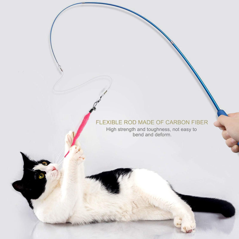 Retractable Cat Wand, Interactive Catcher Teaser Cat Toy 3-Section Teaser Cat Wand Fishing Pole Toy Exerciser for Cat and Kitten (Not Include Replacement) - BeesActive Australia