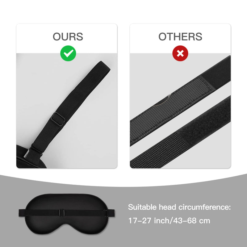 Sleep Mask, Silk Eye Mask for Sleeping with Adjustable Strap, Satin Blackout Sleeping Eye Mask for Men&Women, Comfortable Blindfold Eyeshade for Night Sleep(Black) Black - BeesActive Australia