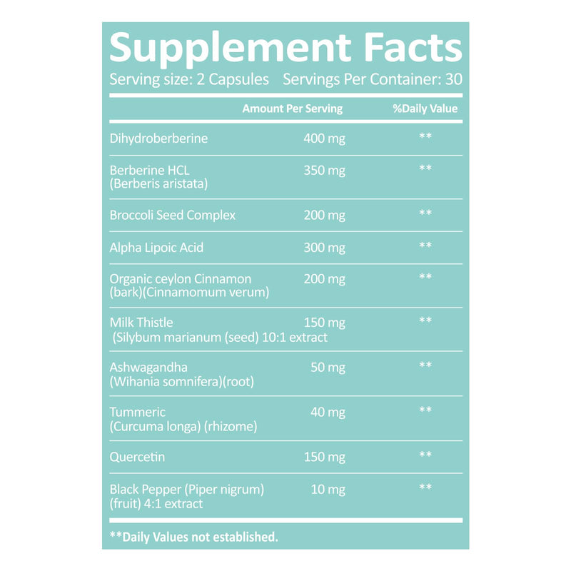 Dihydroberberine Supplement HCl 750mg – Enhanced Absorption Complex with Ceylon Cinnamon, Bitter Melon, R‑ALA, Milk Thistle – Supports Metabolism, Heart & Immune Health – 120 Capsules
