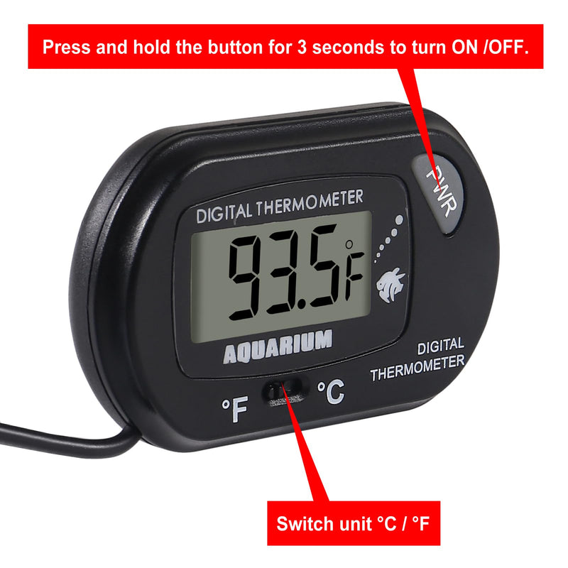 6 PackLCD Digital Aquarium Thermometer Fish Tank Water Terrarium Temperature with Suction Cup for Fish Tank Water Terrarium 6