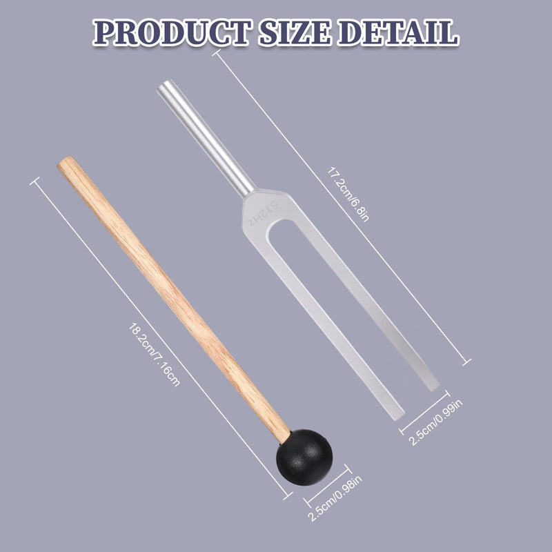 Tuning Fork for Healing 512Hz with Hammer, Sound Healing Therapy Frequency Tool for Meditation, Reiki Supplies Kit, Aluminum Alloy 512 Hz Wellness Instrument with Pouch - BeesActive Australia