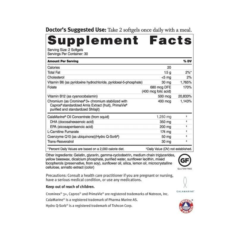 Dr. Sinatra Omega Q Plus Resveratrol for Heart Health and Cellular Support | 60 Softgels | With Omega-3, Resveratrol and CoQ10 60 Count (Pack of 1)