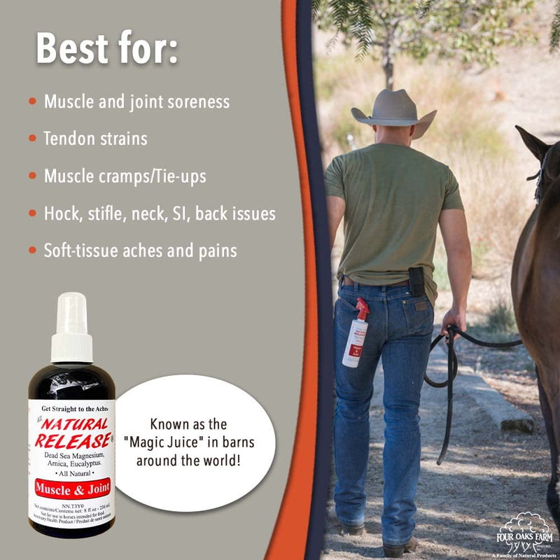 Natural Release Muscle Spray Treatment - Horse Liniment for Sore Muscles, Joint Pain, Tendon & Inflammation Relief - Easy to Use, Fast Acting, Alcohol & Menthol Free (8 oz) 8 oz. - BeesActive Australia