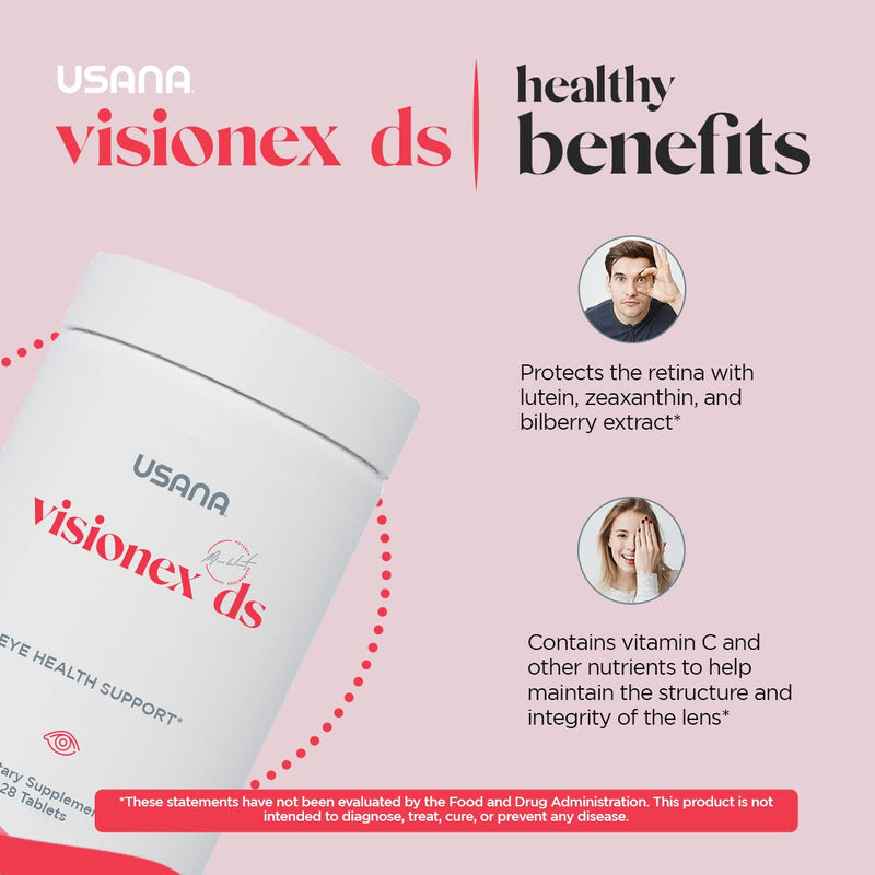 USANA - Visionex DS Lutein & Zeaxanthin Formula - 28 Tablets | Includes Lutein, Zeaxanthin, Bilberry Extract and Vitamin C For Blue Light Support, Retinal Health and Vision