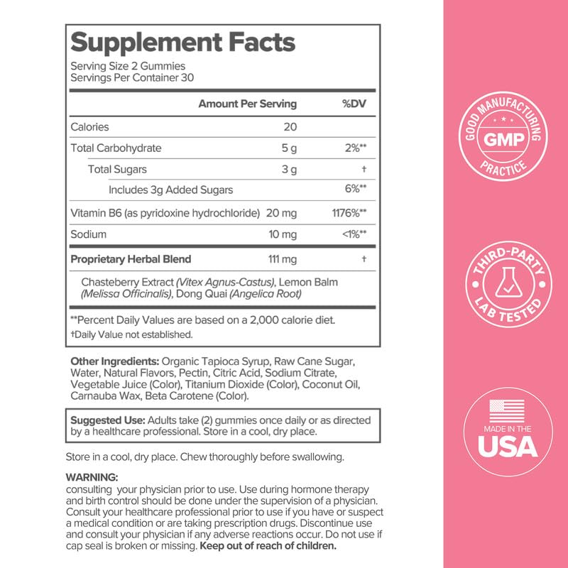 FLO PMS Gummies for Breakouts, Bloating, Cramps, & Mood – 30-Day Supply PMS Gummies (pack of 1)