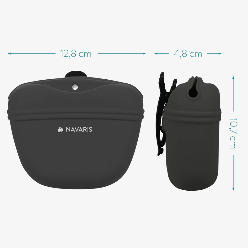 Navaris Silicone Dog Treat Pouch - Training Pet Puppy Bag Pocket Snack Treat Food Holder with Clip for Belt for Dog Walks - Set of 2 Grey & red - BeesActive Australia