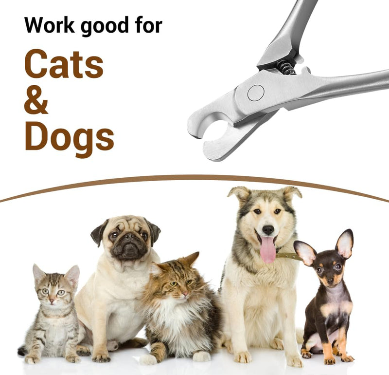 Cat Nail Clipper, Stainless Steels Pet Nail Cutters with Crescent-Shaped Cutter Avoid Overcutting for Dogs Cats Rabbits