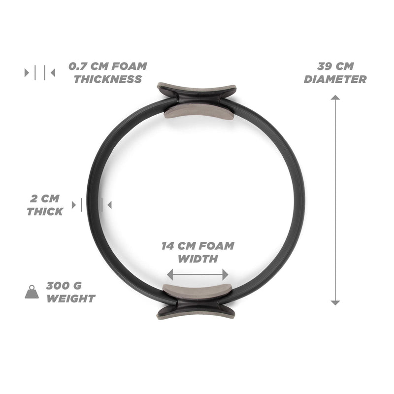 Phoenix Fitness Pilates Ring,Double Handle Exercise Circle Fitness Magic Circle Resistance Ring Dual Grip for Yoga Core Training,15 Inch Black