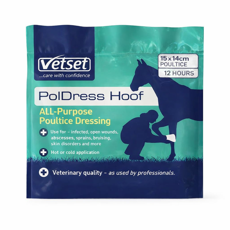 PolDress Hoof | Poultice for Horses | Veterinary Hoof and Wound Poultice | For Abscess, Swelling, Infection, and Inflammation | Hot Cold or Dry Use | 15cm x 14cm (Pack of 1) Pack of 1