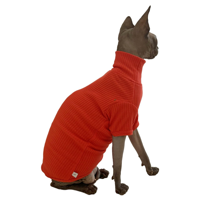 Sphynx Cats Shirt Cat Turtleneck Cotton Sweater Pullover Kitten T-Shirts with Sleeves Cat Pajamas Jumpsuit for Sphynx Cornish Rex, Devon Rex, Peterbald (Sunset, Large (Pack of 1)) Large (Pack of 1) Sunset - BeesActive Australia