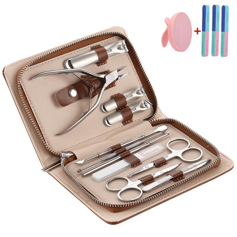 Stainless Steel Nail Clippers Toenail ingrown Clipper Set 15in 1 Pedicure Personal Care Tool Thick toenail Nail File Foot File Cuticle Remover-Heel Scraper and Foot Scrub Cuticle Remover - BeesActive Australia