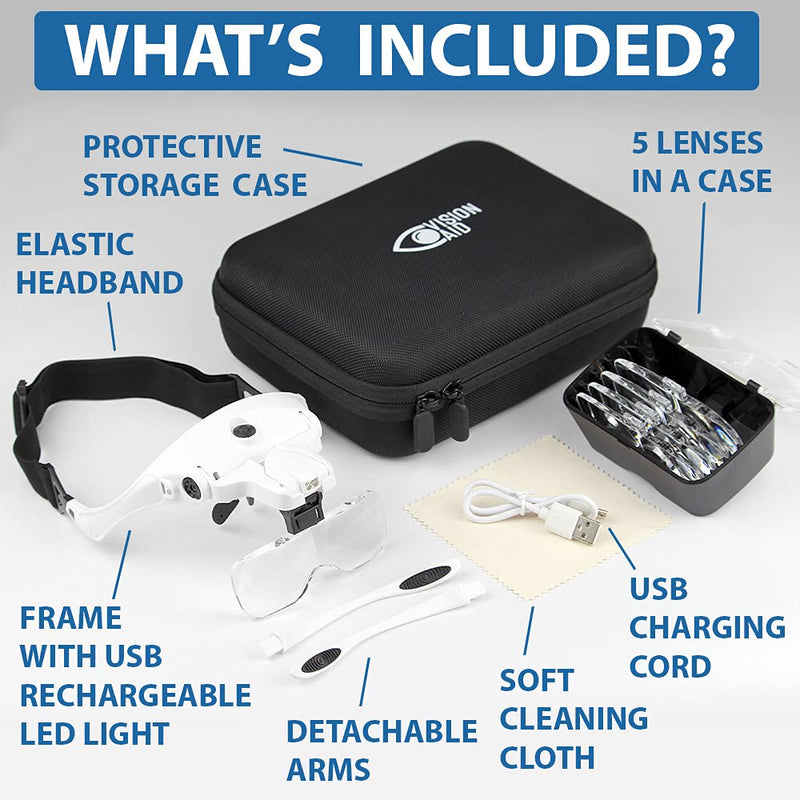 Blue and Black Edition - 2 Sets - Vision Aid Magnifier with a Storage Case - USB Rechargeable
