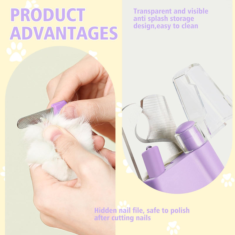SNONESIY Cat Claw Trimmer Cat Claw Cutter Cat Nail Clippers with Nail File and Splash-Proof Protection Device Professional Pet Claw Scissors for Small Dogs Puppies Cats with File - BeesActive Australia