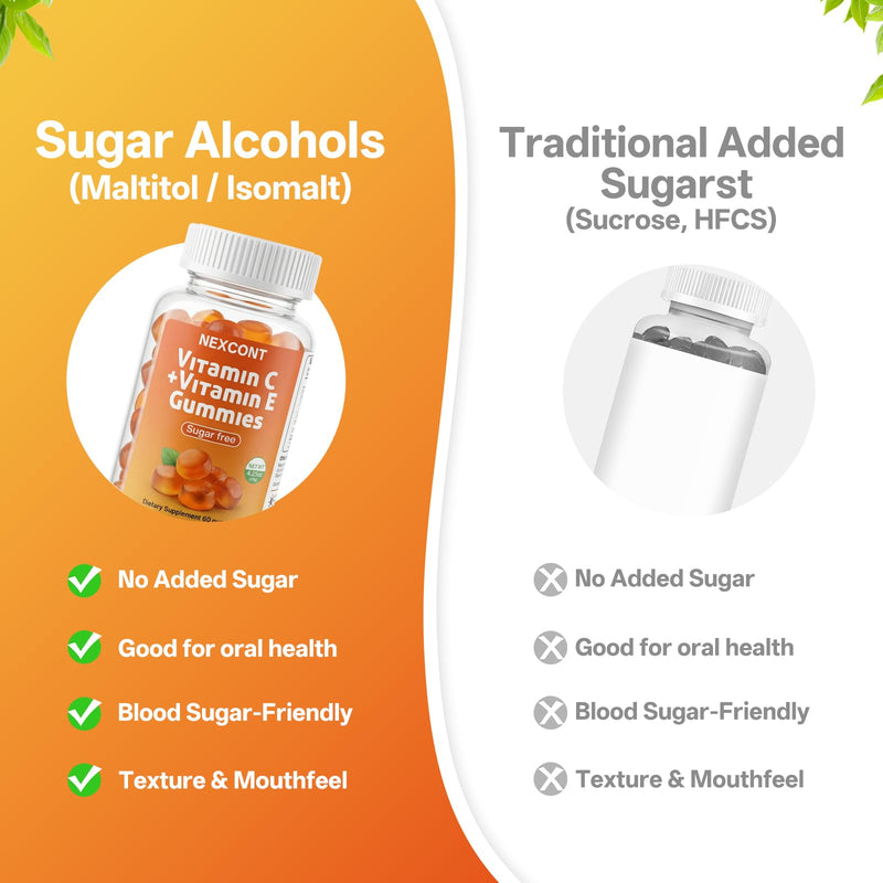 Vitamin C Gummies for Adults, Sugar Free with Vitamin E & Collagen Supports Immune & Skin Health Non-GMO,Gluten Free