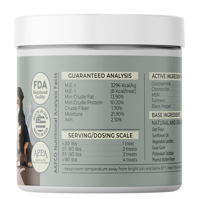 Nuzzle Pure Advanced Dog Hip and Joint Supplement with Glucosamine, Chondroitin, MSM, 80 Peanut Butter Flavor Soft Chews for Senior & All Ages, Human Grade, All Natural & Organic Ingredients.