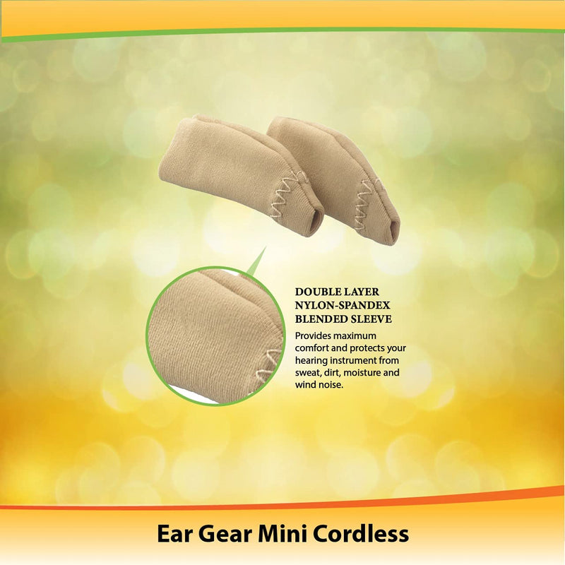 Ear Gear Mini Cordless – Protect Hearing Aids from Dirt, Sweat, Moisture, Wind – Fits Hearing Instruments 1” to 1.25” Black