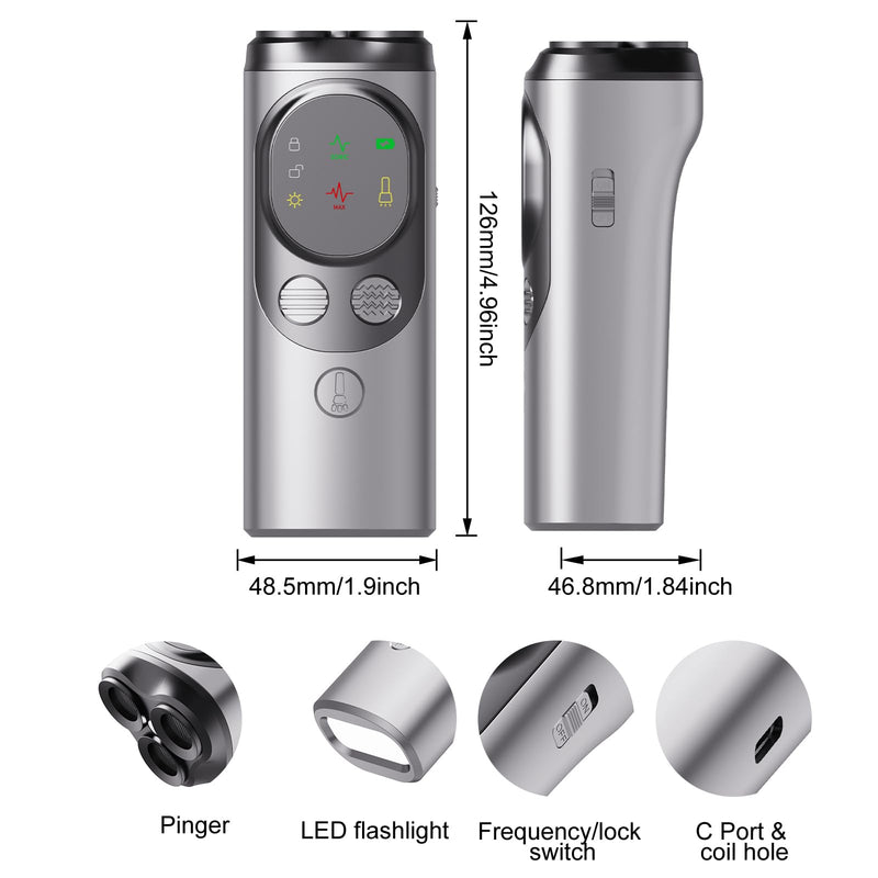 Dog Bark Deterrent Device,Anti Barking Device，Rechargeable Ultrasonic Dog Bark Deterrent Device With HD Display & LED Flashlight，Portable Dog Training Devices Safe for Indoor & Outdoor（GREY）