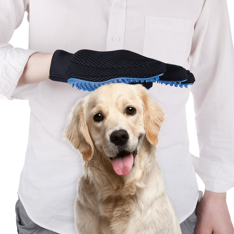 2PCS Pet Grooming Glove, Dog Brush Glove, Gentle Deshedding Brush Glove,Mess-Free Grooming Efficient Pets Hair Remover Mittens Washing Gloves for Short and Long Hair Dogs & Horses & Cats (Blue) - BeesActive Australia