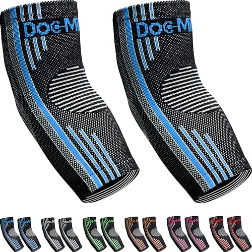 Doc Miller Small Size | 1 Pair Blue Ankle Brace & 1 Pair Blue Elbow Brace | Compression Support for Men & Women | Brace for Pain Relief | Supports Workout Recovery