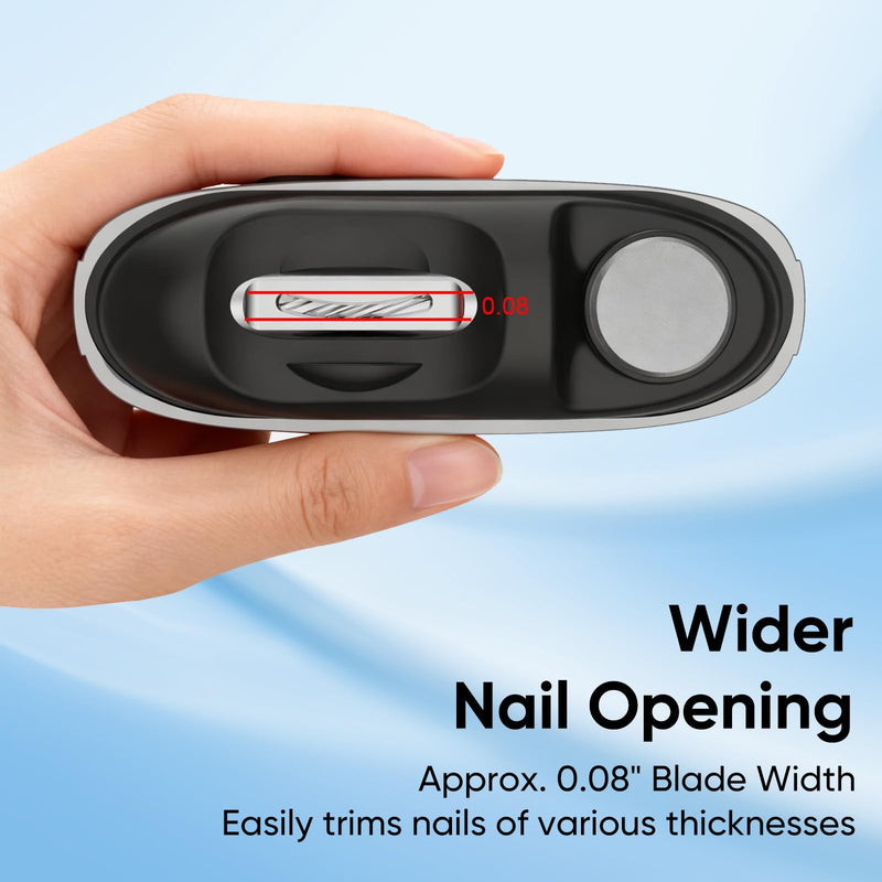 Electric Nail Clipper, 3-in-1 Automatic Nail Trimmer with Clipping, Polishing & Storage, USB Rechargeable Nail Cutter Built-in LED Light & 2 Speed Modes for Home and Travel M Classic Black Style - BeesActive Australia