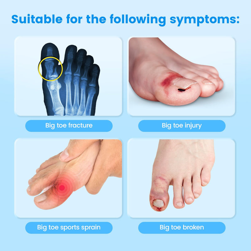 Broken Big Toe Splint Brace, Fracture Big Toe Protector for Dislocations, Injuries, Sprains, Support with 2 Stainless Steel Plate - Right black - BeesActive Australia
