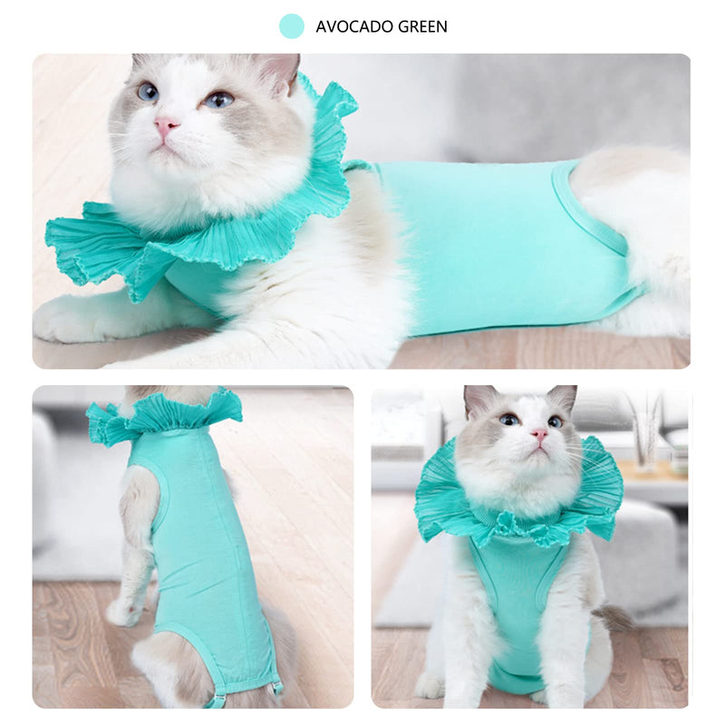 Cachpib Recovery Suit Cat, Cat Bodysuit After Surgery Recovery Suit with Pets Protective Collar, Pets Protective Clothing Recovery Suit Vest for Pets - Green M - BeesActive Australia
