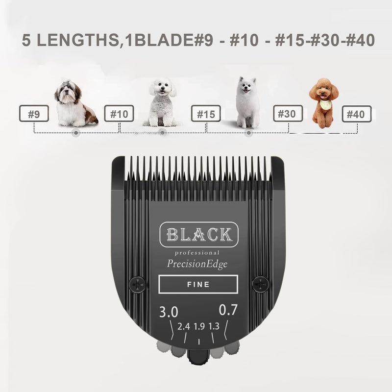 Adjustable 5 in 1 Blades Dog Grooming Blades Compatible with Wahl Animal Clipper Arco, Bravura, Chromado, Creativa, Figura, and Motion Pet, Dog, and Horse (BLACK/1PC) BLACK/1PC - BeesActive Australia