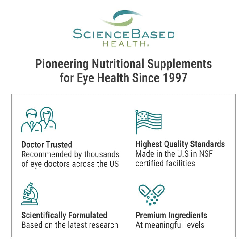 ScienceBased Health OcularEssentials – Daily Multivitamin with Eye Health Support – 30+ Nutrients Including Lutein, Zeaxanthin, Resveratrol & Plant-Based Antioxidants – 60 Capsules
