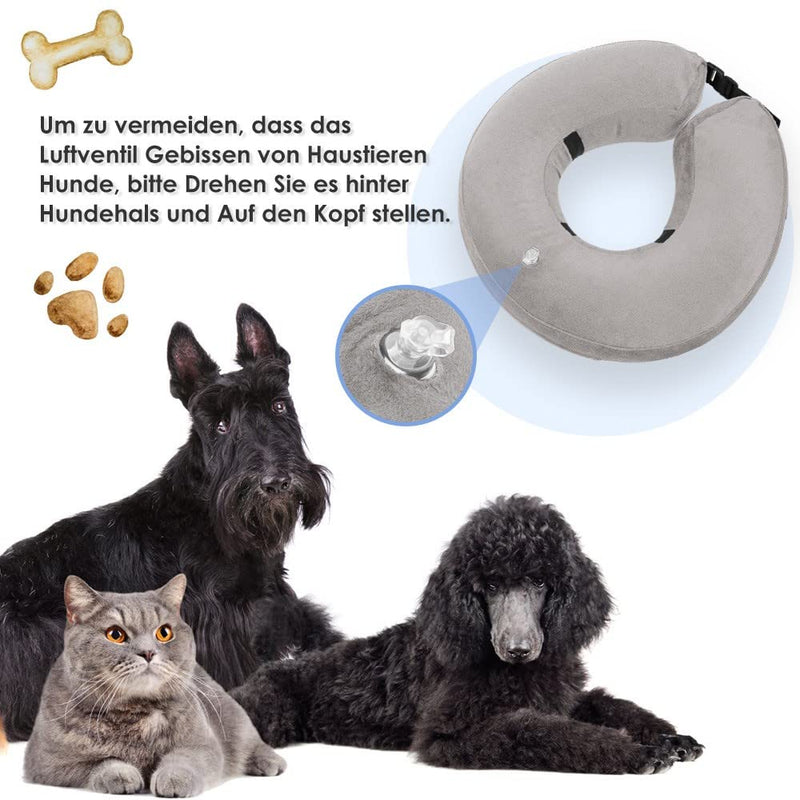 Nasjac Inflatable Neck Brace Dog & Cat, Adjustable Soft and Comfortable Dog Collar Leak Protection with Quick Release, Prevent Pets from Touching and Licking Wounds After Surgery M+ Grey - BeesActive Australia