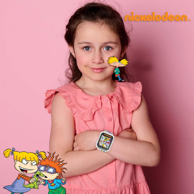 Accutime Nickelodeon Educational Learning Touchscreen Kids Smartwatch - Multicolor Strap Toy - Girls, Boys, Toddlers - Selfie Cam, Games, Alarm, Calculator, Pedometer (Model: NIC4025AZ)