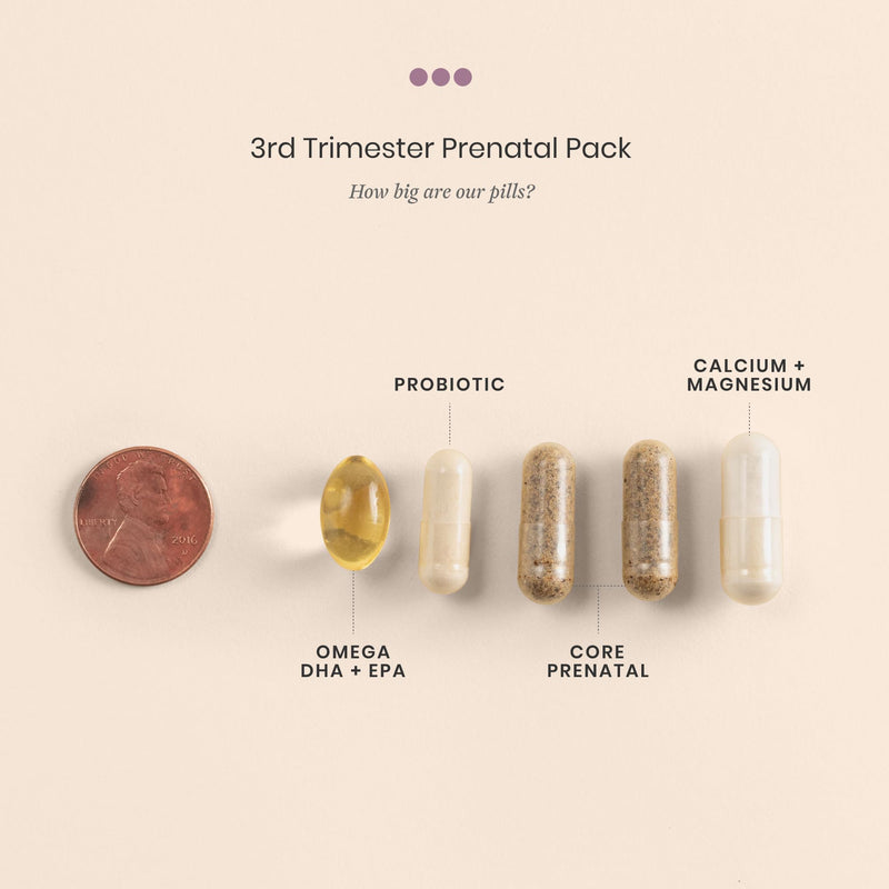 Perelel 3rd Trimester Prenatal Vitamins for Women, Choline, Folate, & Iron | Nutritional Support for Late Pregnancy, Folate, Omega 3, & Magnesium, Soy & Gluten Free, Non-GMO, 30 Daily Pill Packs