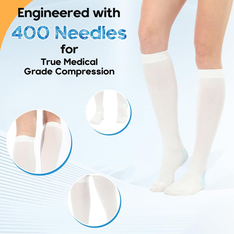 2Pairs Ted Hose Compression Stockings for Women and Men, Anti Embolism Compression Stockings, Surgical Compression Stocking, 15-20 mmHg Compression TED Hose with Inspect Toe Hole XL Knee High - BeesActive Australia
