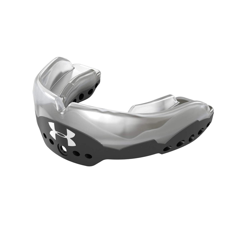 Under Armour Gameday Elite Mouth Guard for Football, Lacrosse, Basketball, Hockey, Boxing etc. Sports Mouthguard. Includes Detachable Helmet Strap. Protectar Bucal Black Adult