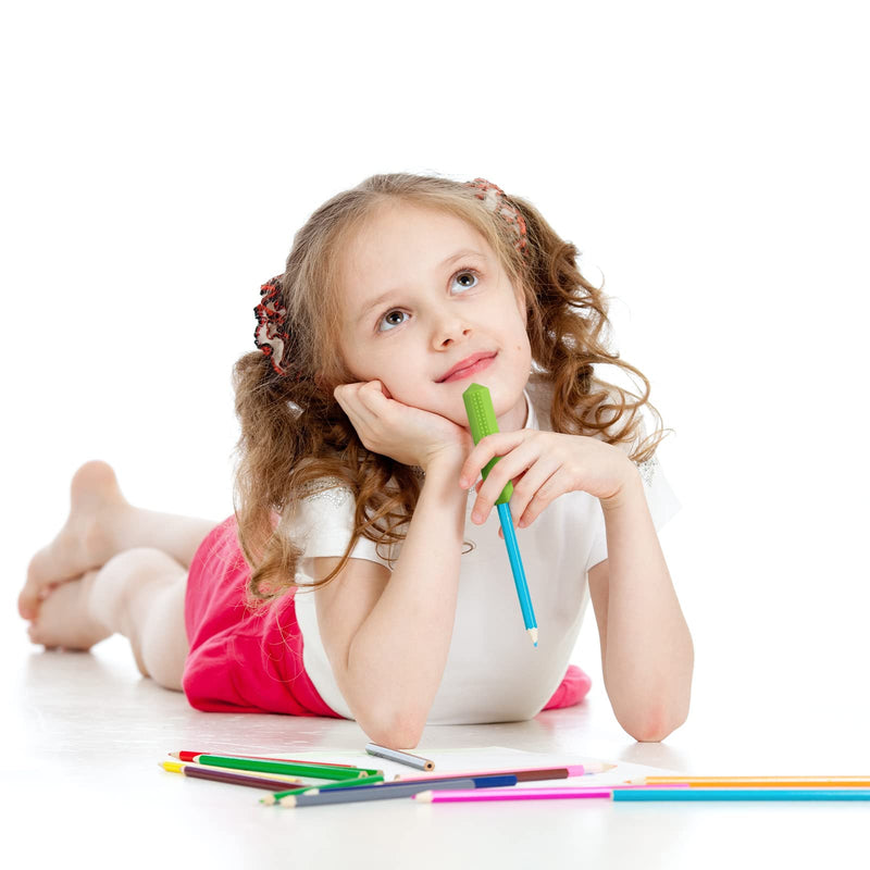 Eersida 6 Pieces Sensory Chew Pencil Toppers Set Chewable Pencil Toppers Chew Toys for Sensory Kids Boys and Girls, Oral Motor Needs(Red, Blue, Green) Red, Blue, Green - BeesActive Australia