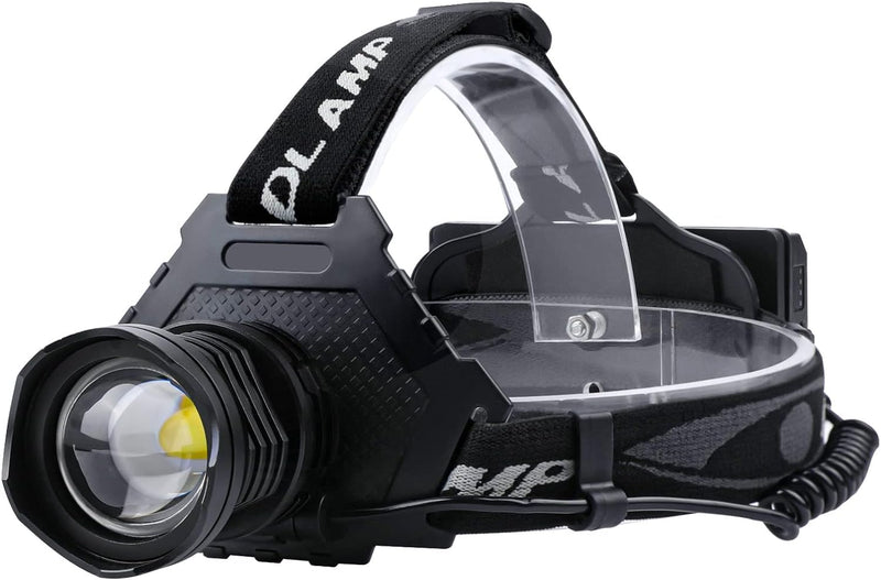 AMAKER LED Rechargeable Headlamp, High Lumens Super Bright with 5 Modes & IPX7 Level Waterproof USB Rechargeable Zoom Headlamp, 90° Adjustable for Outdoor Camping, Running, Cycling, Climbing MR-AG