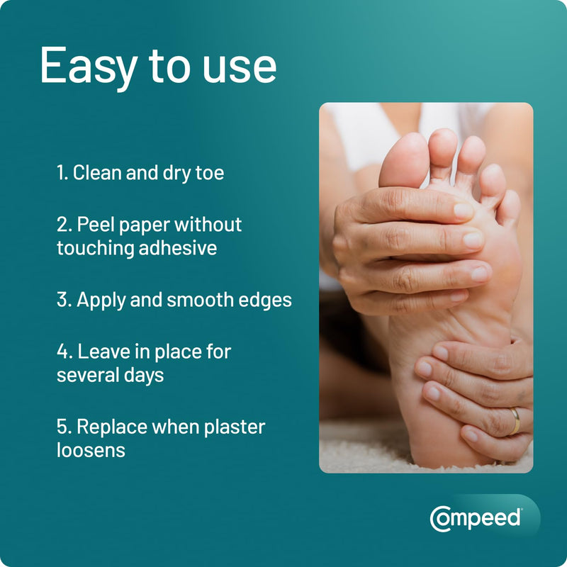 Compeed Corn Medium Size Plasters, 10 Hydrocolloid Plasters, Foot Care, Fast Natural Corn Removal, Dimensions: 1.7 cm x 6.0 cm - BeesActive Australia