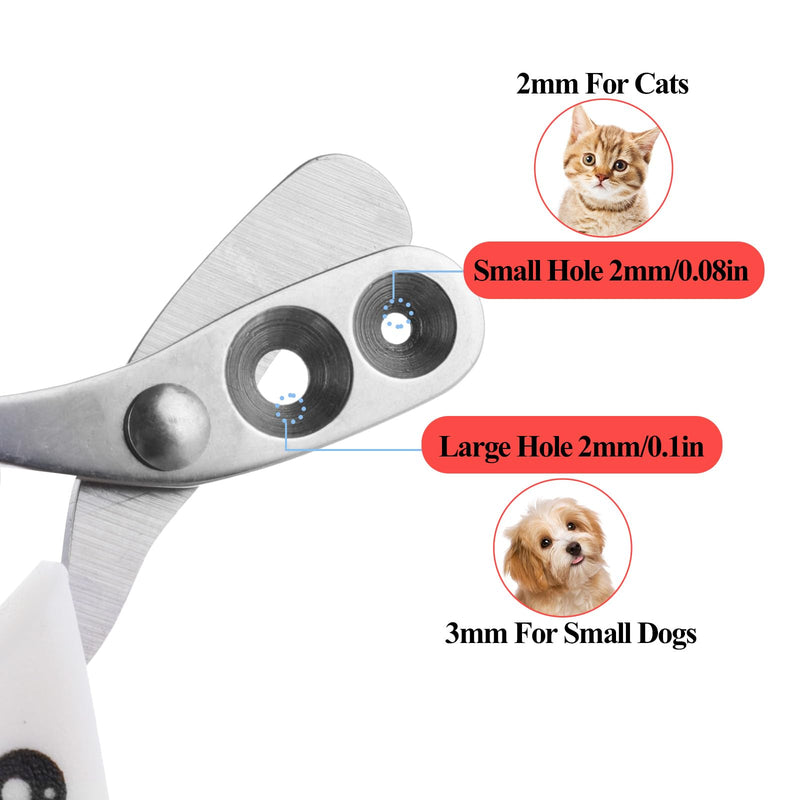 AOZUO Cat Claw Scissors with Protection, Cat Claw Cutter with 2 mm and 3 mm Hole, Professional Claw Scissors for Dogs Cats with Nail File Stainless Steel for Small Dogs Puppies Cats (Red) Red - BeesActive Australia
