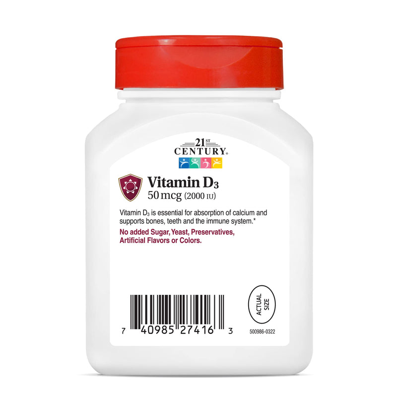 21st Century D3 2000 IU Softgels, 250 Count (Pack of 2) Unflavored 250 Count (Pack of 2)