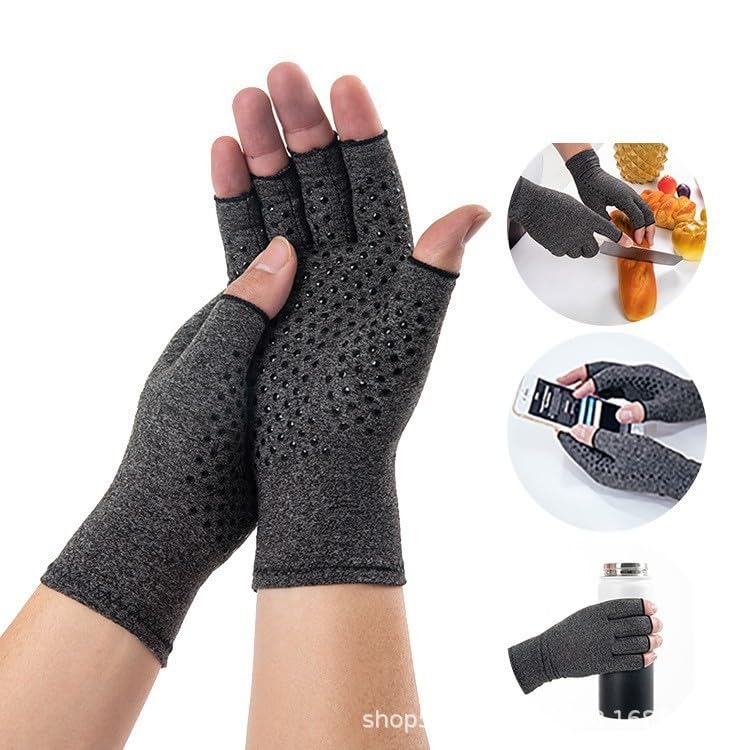 Premium Bamboo Gloves, Compression Bamboo Arthritis Gloves, Bamboo Compression Gloves for Women, Men Large Gray - BeesActive Australia
