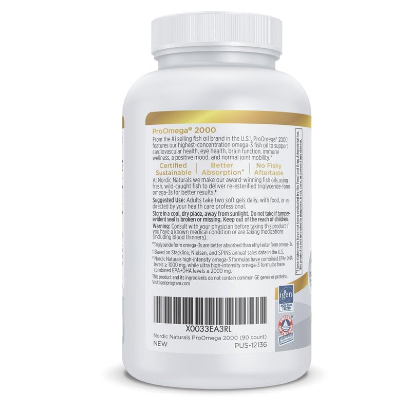 Nordic Naturals ProOmega-3, 2150 mg, EPA & DHA Fish Oil, Lemon - 90 Count | Ultra high-potency EPA & DHA fish oil supports brain, heart, eye & immune health. 2150 mg omega-3. Non-GMO. 45 servings 90 Count (Pack of 1)