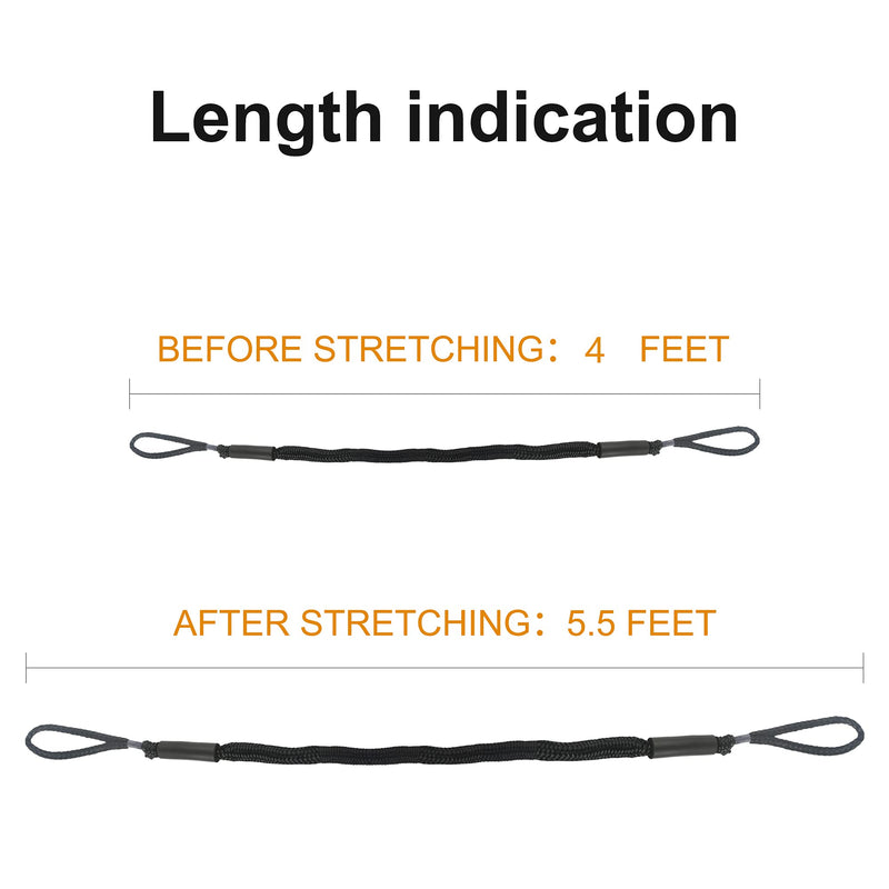 Bungee Dock Lines for Boats Mooring Rope Bungee Boat Dock Line for Jet Ski Pontoon Kayak Accessories(Black 4P) Black 4P - BeesActive Australia