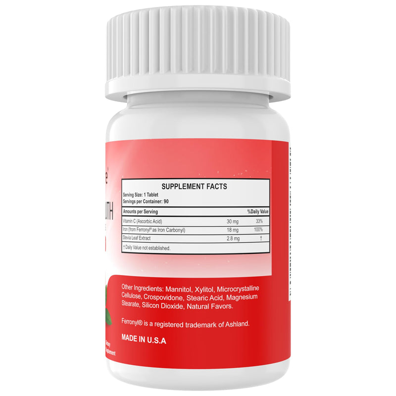 Chewable Iron Supplement for Women/Men(Carbonyl Iron 18 mg with Vitamin C 30 mg) Tablet in Orange Flavor 90 Count (1) 1