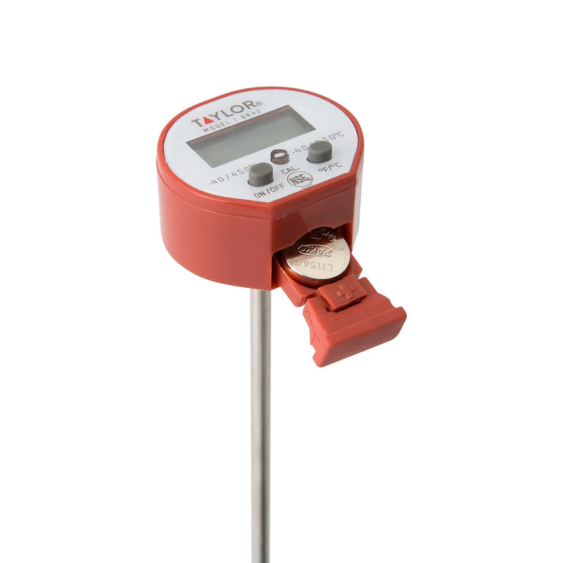 Taylor Waterproof Digital Instant Read Thermometer For Cooking, BBQ, Grilling, Baking, And Meat, Comes With Pocket Sleeve Clip, Red Cooking Digital Quick Read Thermometer