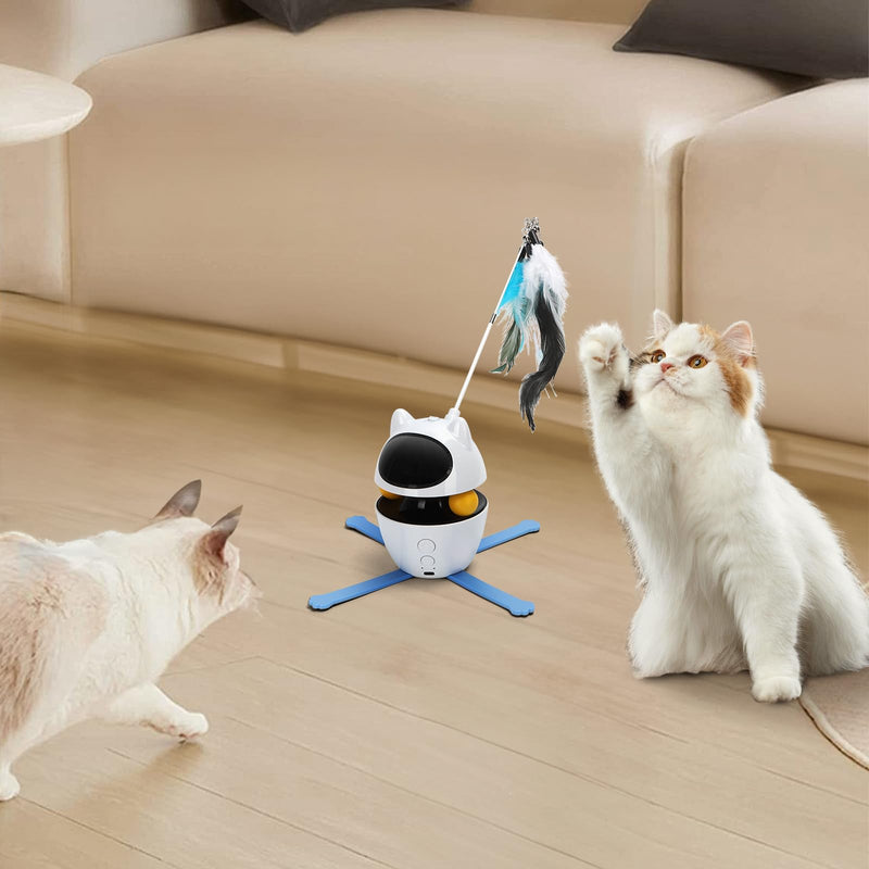 Nobleza 3-in-1 Cat Laser Toy with Feather Trackball, Rechargeable Pet Interactive Pointer Red Light Game, 3 Modes Random Trajectory Motion Activated Boredom Buster for Cat Self Play Home Indoor - BeesActive Australia
