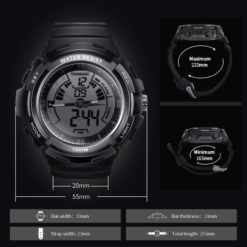 10ATM Waterproof Digital Scuba Diving Watch 100m Underwater for Swimming and Running with Stopwatch and Luminous LCD Display Built-in - BeesActive Australia