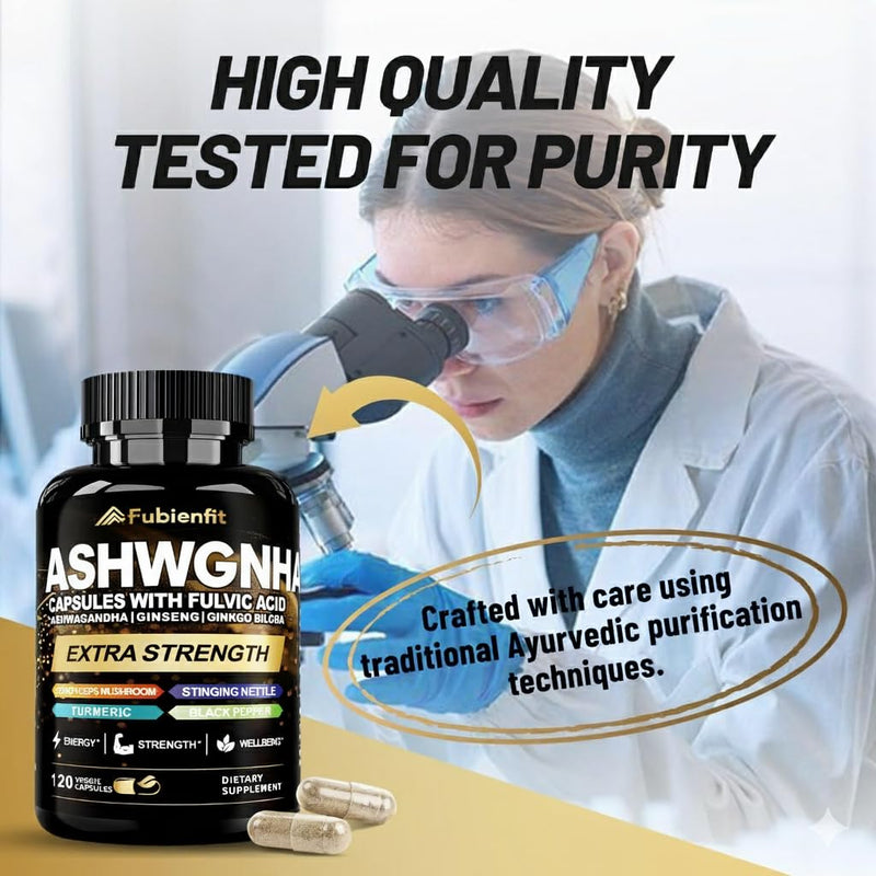 Ashwagandha Supplements,Premium Himalayan Shilajit Capsules for Men,120Ct | Capsule Formula with Ginseng & Fulvic Acid 120 Count (Pack of 1) Ashwagandha